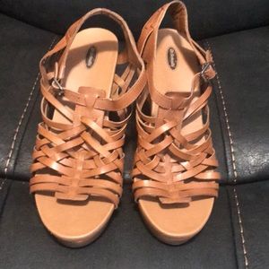 Dr. Scholls Wedge Weaved Natural Leather Heels